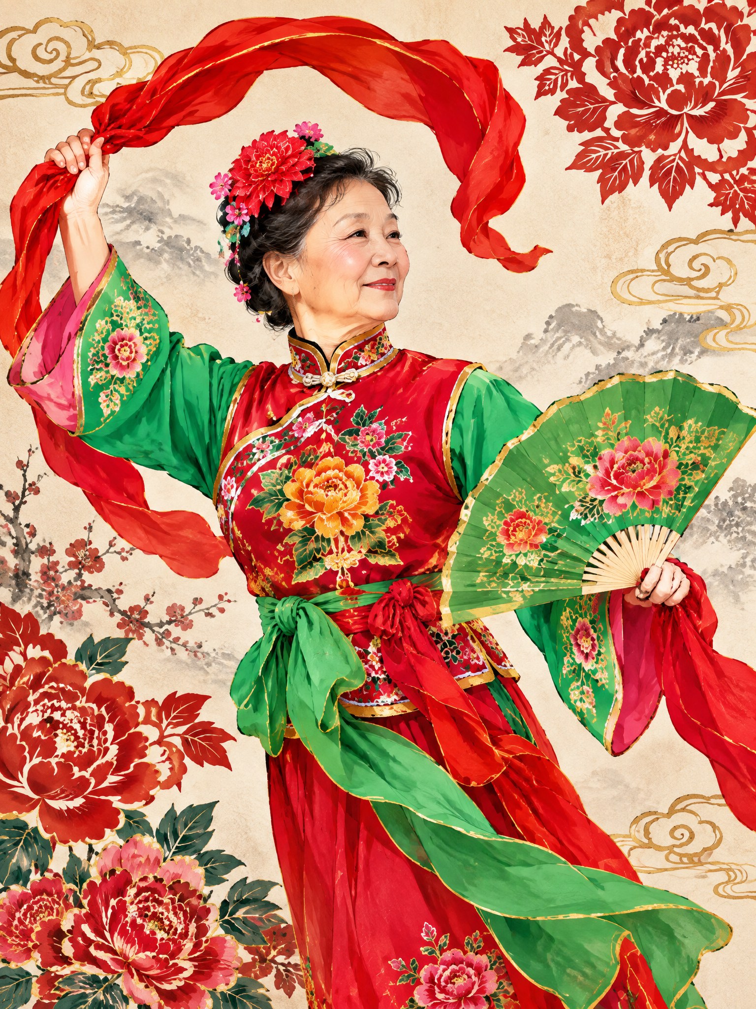 东北大秧歌传承人肖像插画（占位）